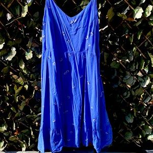 Old Navy Summer Dress - Blue w/ White Floral Print - XL